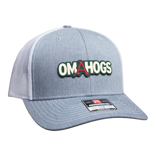 Arkansas Razorbacks OMAHOGS 3D Snapback Trucker Hat- Heather Grey/ White