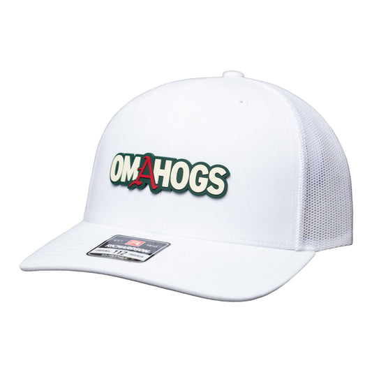 Arkansas Razorbacks OMAHOGS 3D Snapback Trucker Hat- White