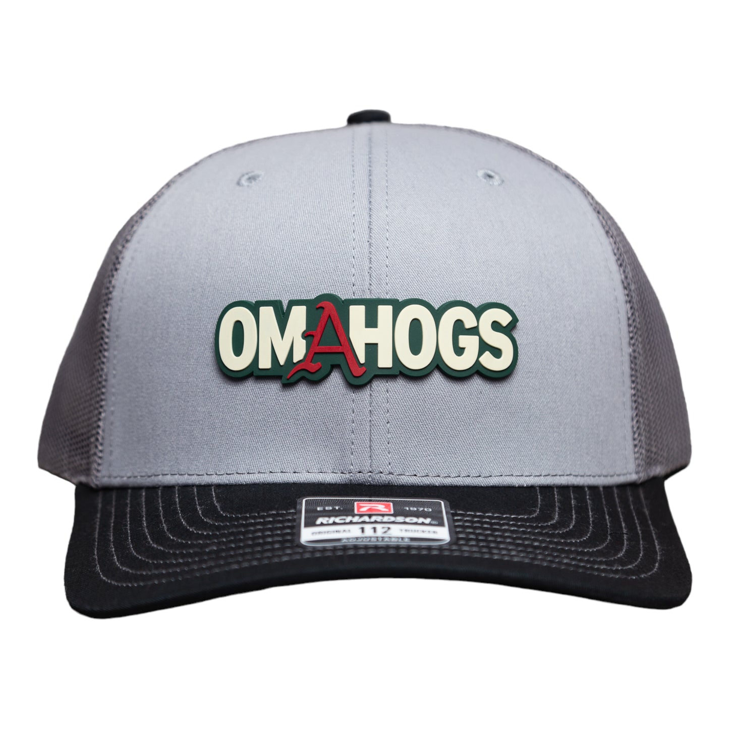 Arkansas Razorbacks OMAHOGS 3D Snapback Trucker Hat- Grey/ Charcoal/ Black