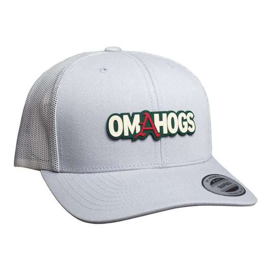 Arkansas Razorbacks OMAHOGS 3D YP Snapback Trucker Hat- Silver