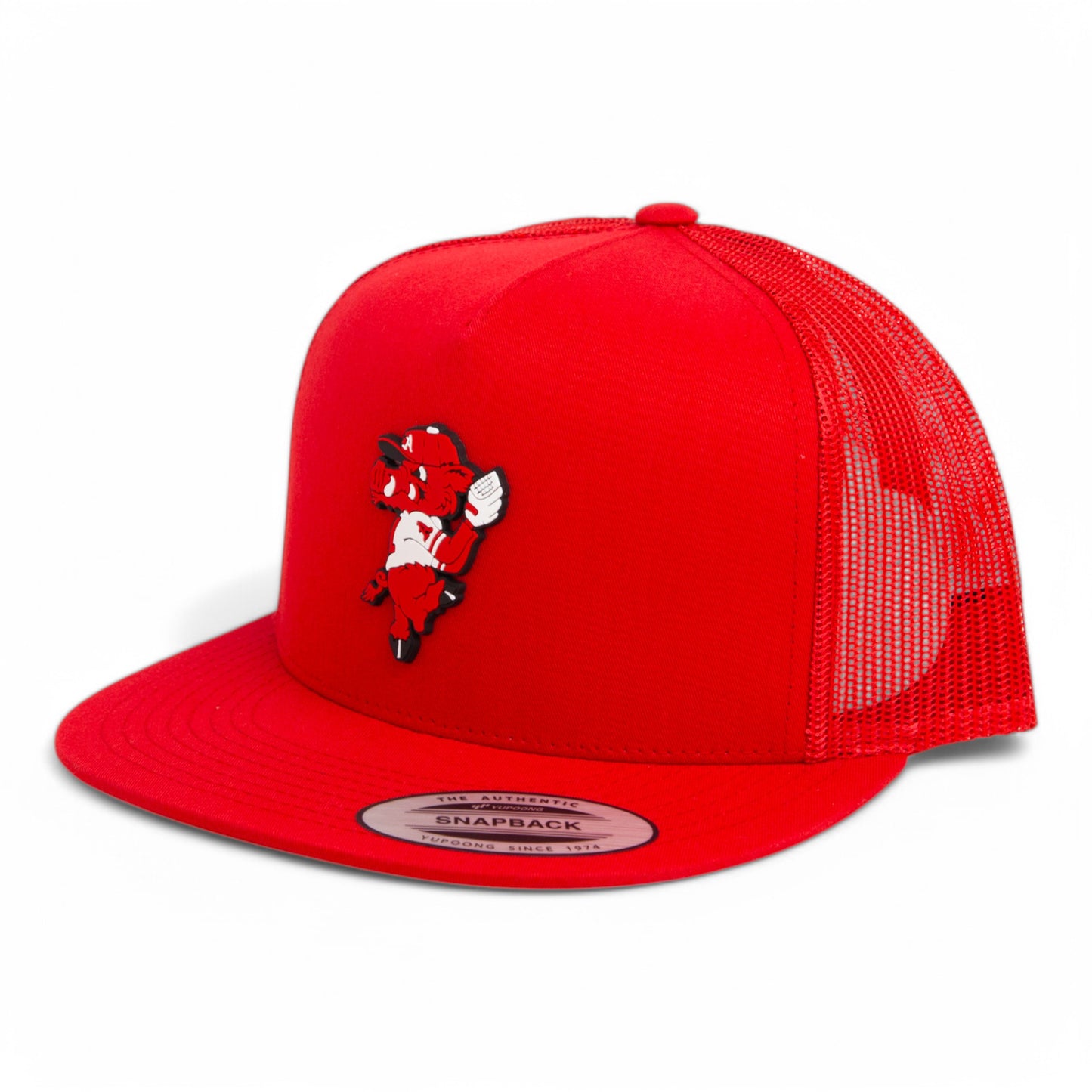 Arkansas Razorbacks Pitching Ribby 3D YP Snapback Flat Bill Trucker Hat- Red