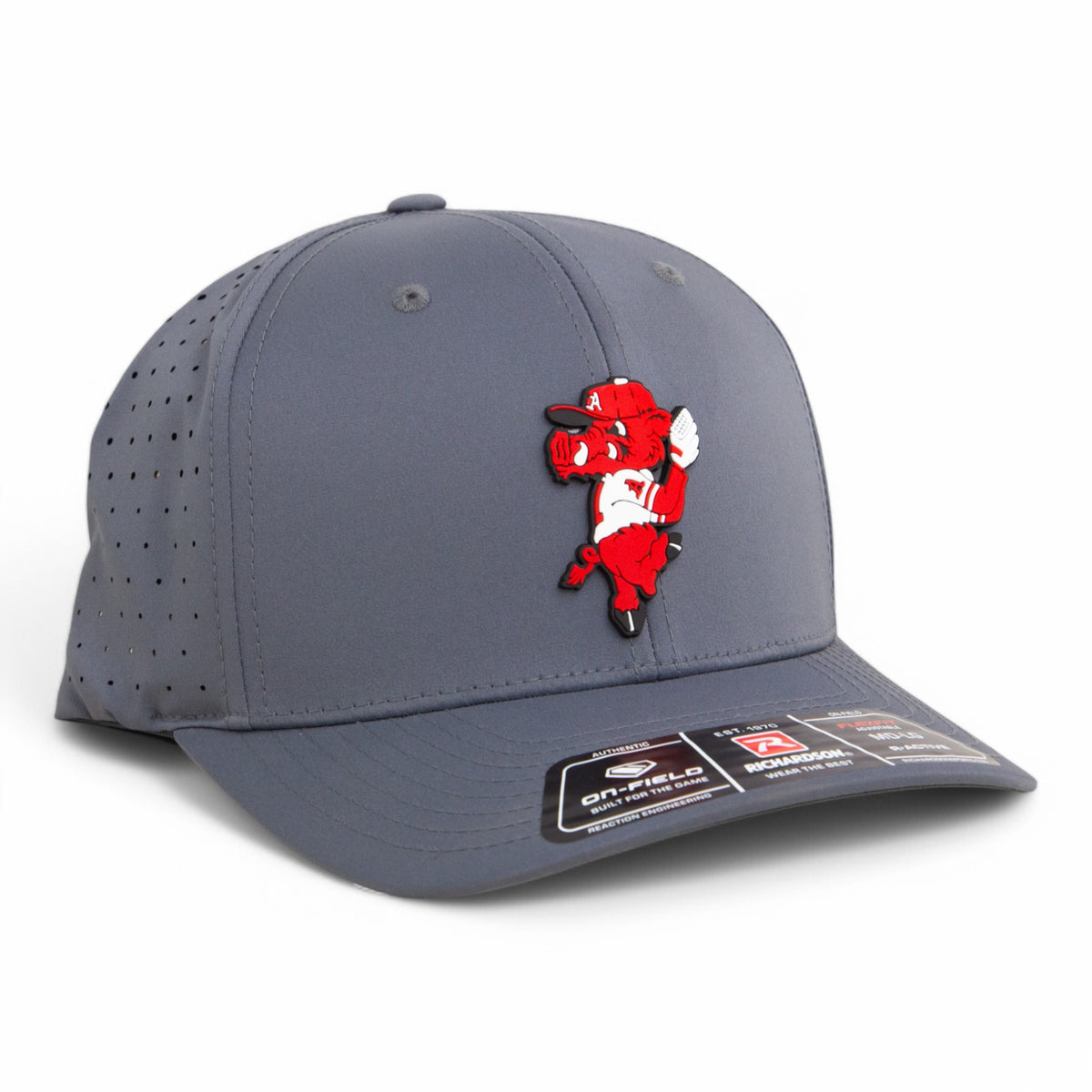 Razorbacks Riby Arkansas Razorbacks Pitching Ribby 3D Laser Perf R-Flex Cap- Charcoal