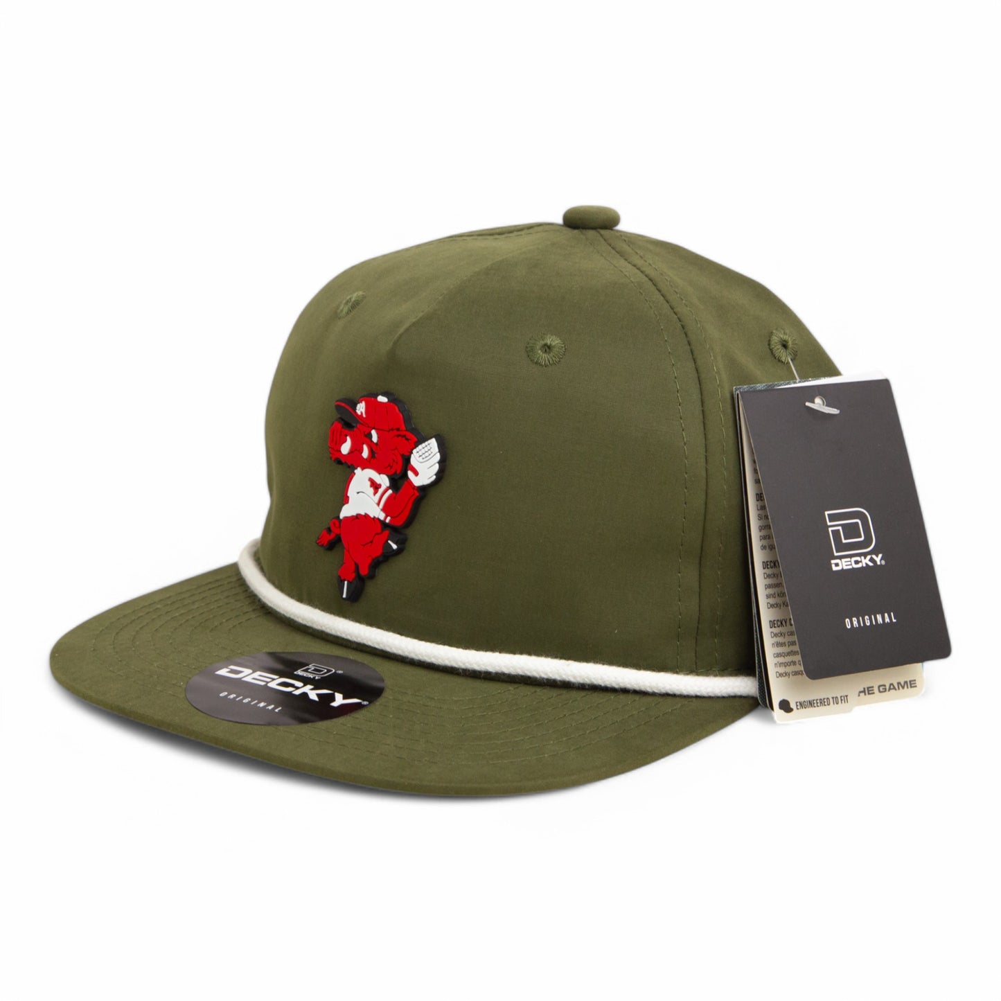 Arkansas Razorbacks Pitching Ribby 3D Classic Rope Hat- Olive/ White