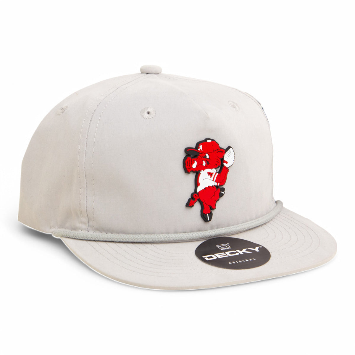 Plastic Razorback Hat Arkansas Razorbacks Pitching Ribby 3D Classic Rope Hat- Grey