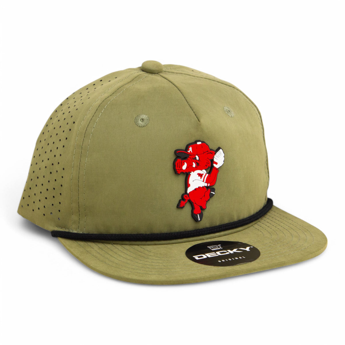Razorbacks Riby Arkansas Razorbacks Pitching Ribby 3D Perforated Rope Hat- Loden/ Black