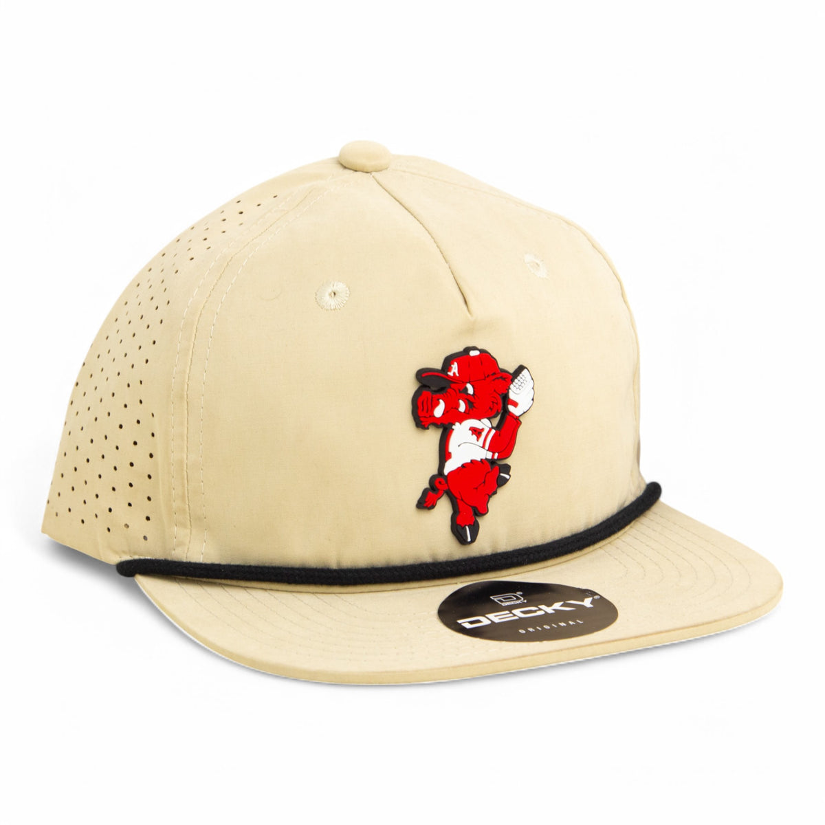 Razorbacks Riby Arkansas Razorbacks Pitching Ribby 3D Perforated Rope Hat- Birch/ Black