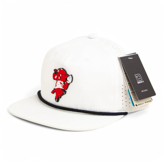 Arkansas Razorbacks Pitching Ribby 3D Perforated Rope Hat- White/ Black