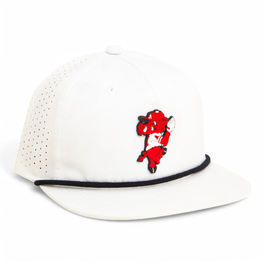 Arkansas Razorbacks Pitching Ribby 3D Perforated Rope Hat- White/ Black