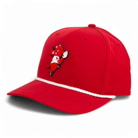 Arkansas Razorbacks Pitching Ribby 3D Five Panel Classic Rope Hat- Red/ White