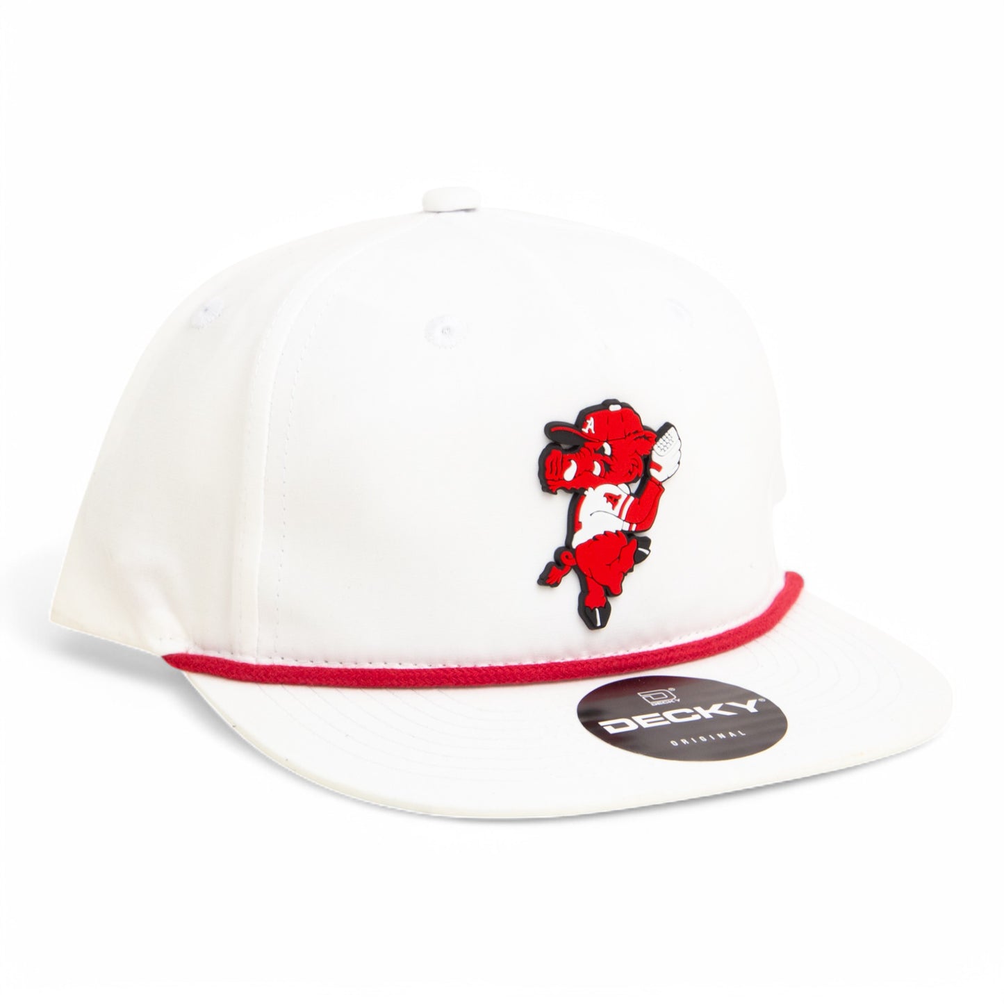 Arkansas Razorbacks Pitching Ribby 3D Classic Rope Hat- White/ Red