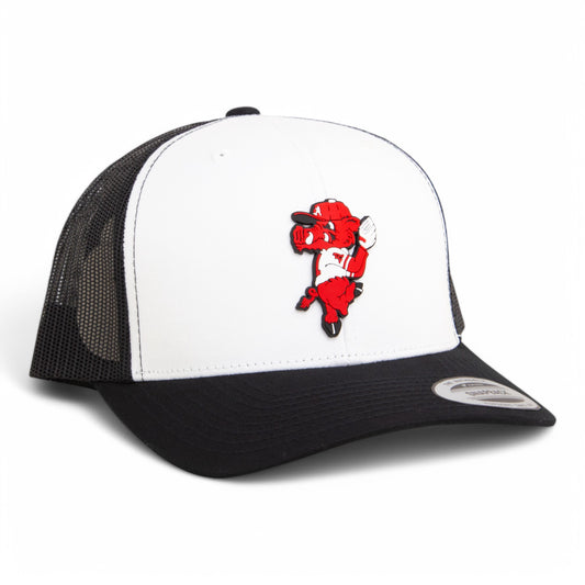 Arkansas Razorbacks Pitching Ribby 3D YP Snapback Trucker Hat- White/ Black