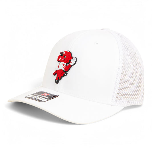 Arkansas Razorbacks Pitching Ribby 3D Snapback Trucker Hat- White