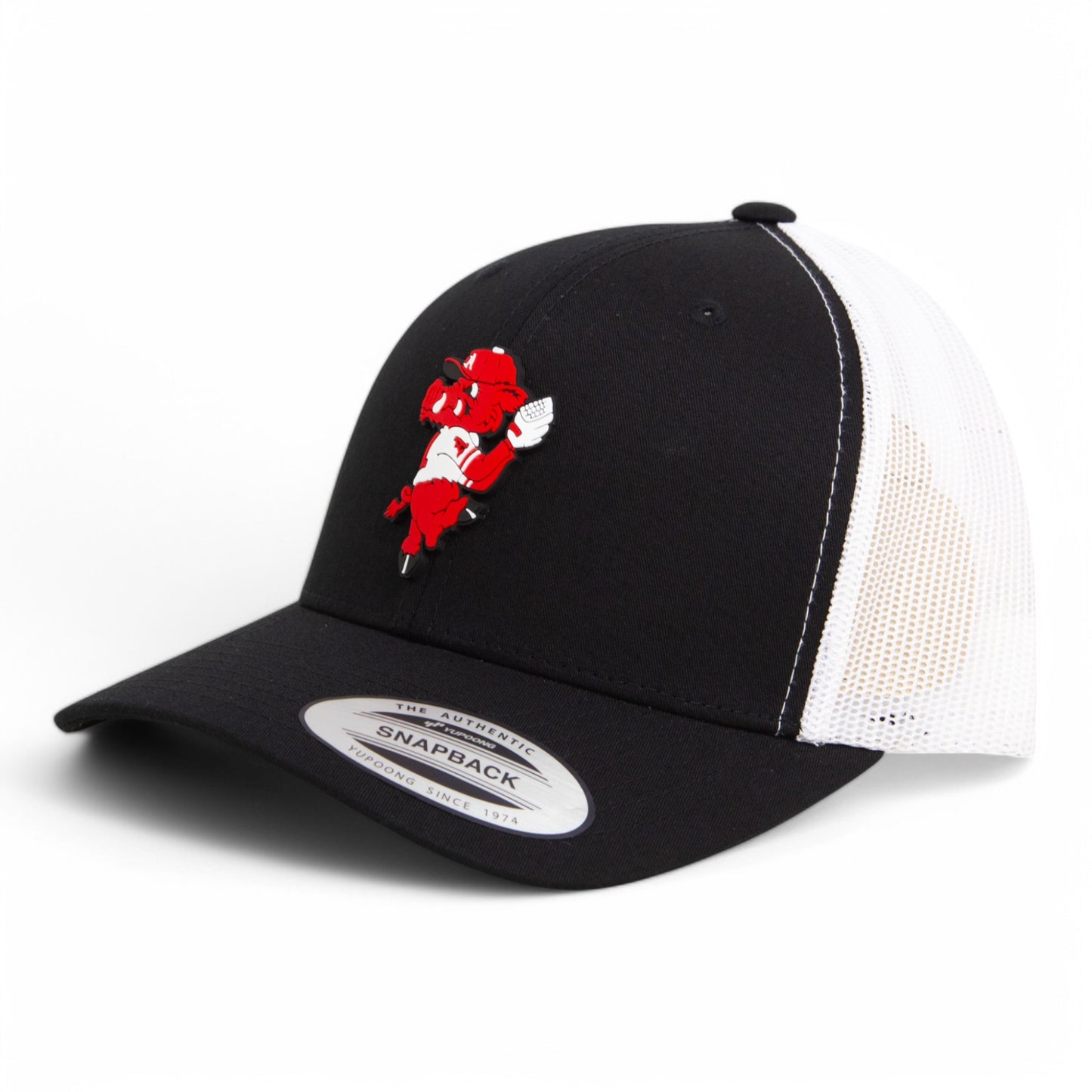 Arkansas Razorbacks Pitching Ribby 3D YP Snapback Trucker Hat- Black/ White