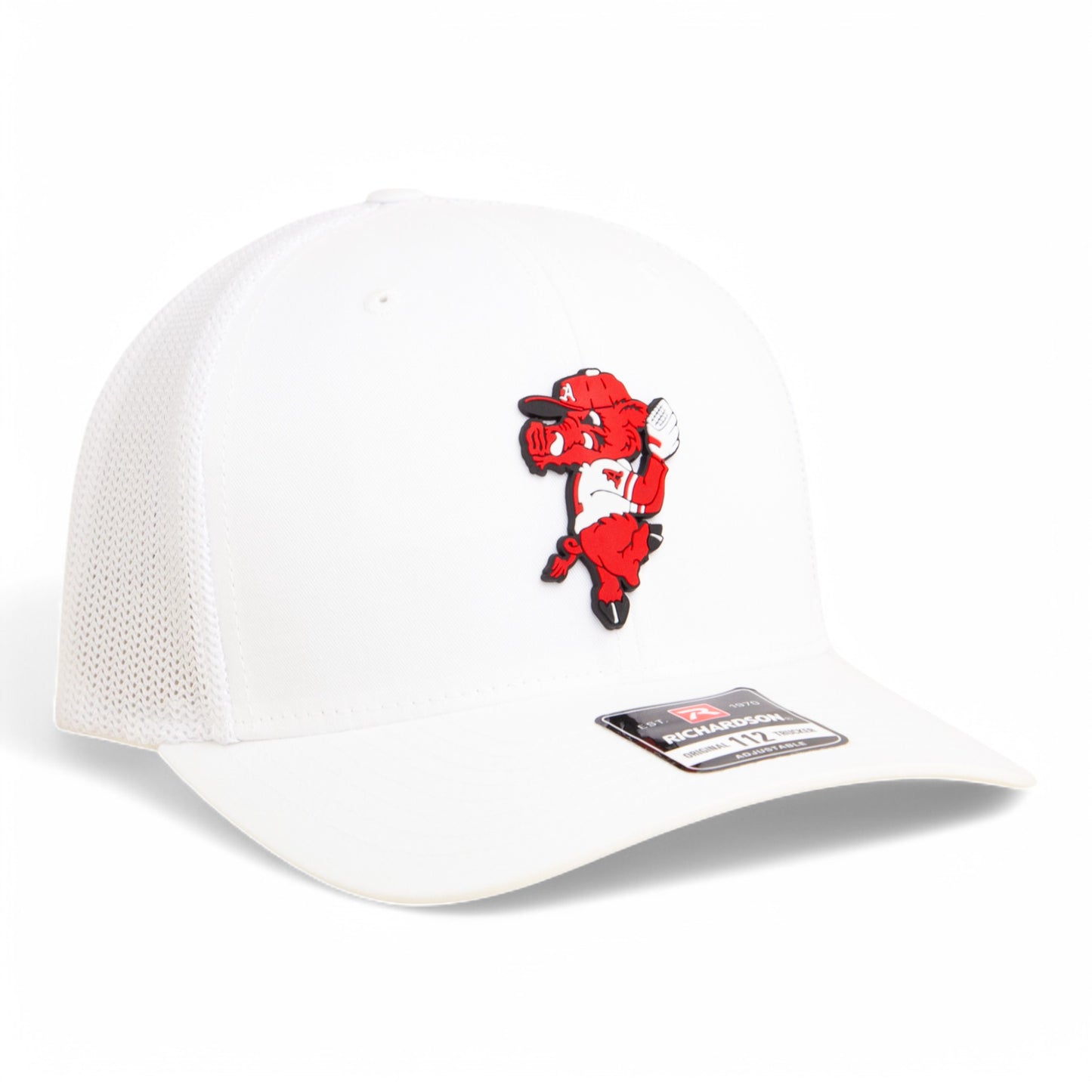 Arkansas Razorbacks Pitching Ribby 3D Snapback Trucker Hat- White