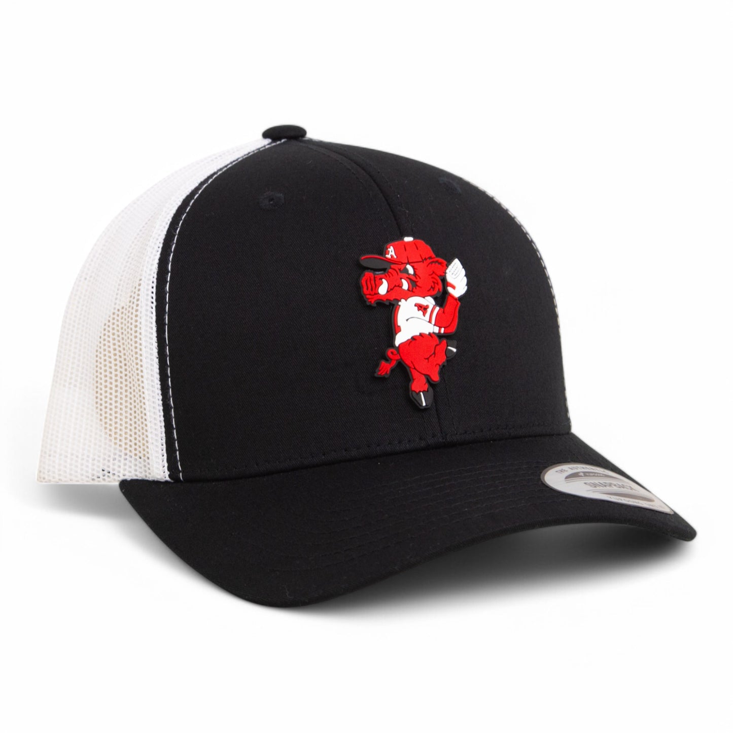 Arkansas Razorbacks Pitching Ribby 3D YP Snapback Trucker Hat- Black/ White