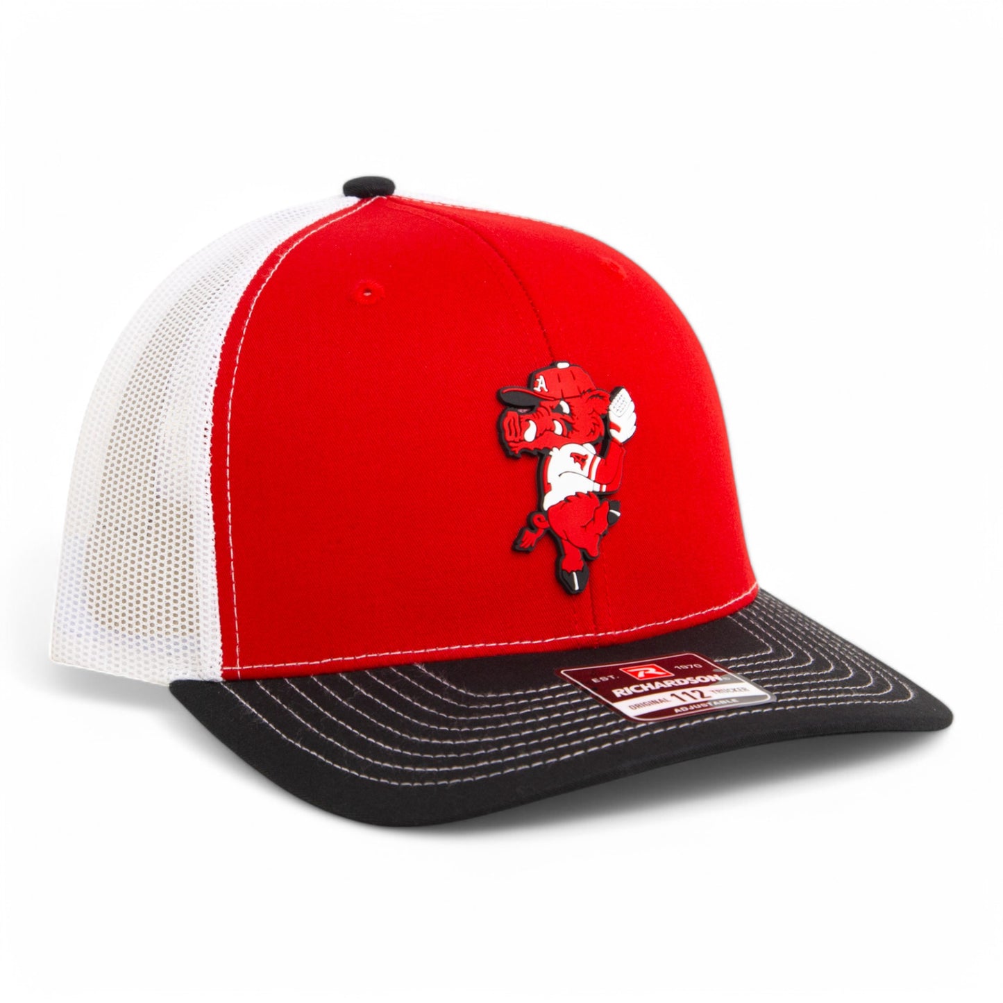 Arkansas Razorbacks Pitching Ribby 3D Snapback Trucker Hat- Red/ White/ Black