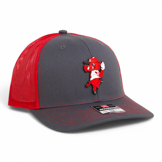 Arkansas Razorbacks Pitching Ribby 3D Snapback Trucker Hat- Charcoal/ Red