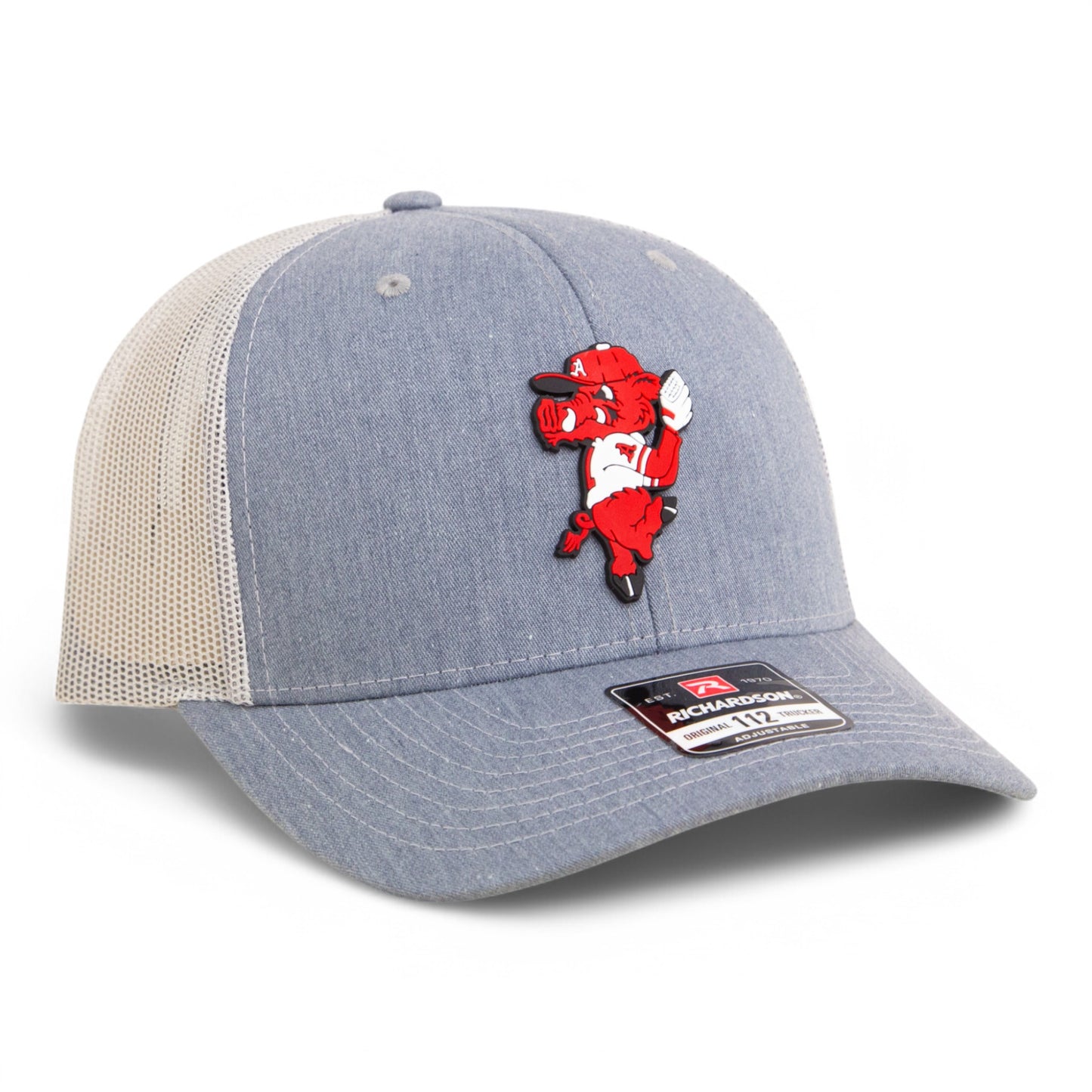 Arkansas Razorbacks Pitching Ribby 3D Snapback Trucker Hat- Heather Grey/ Light Grey