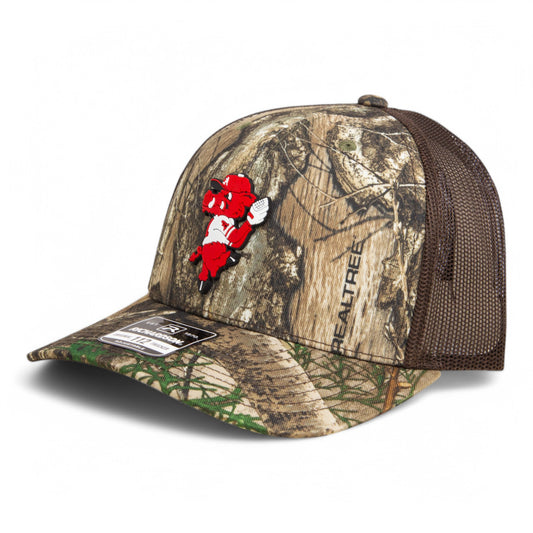 Arkansas Razorbacks Pitching Ribby 3D Snapback Trucker Hat- Realtree Edge/ Brown