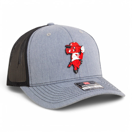 Arkansas Razorbacks Pitching Ribby 3D Snapback Trucker Hat- Heather Grey/ Black