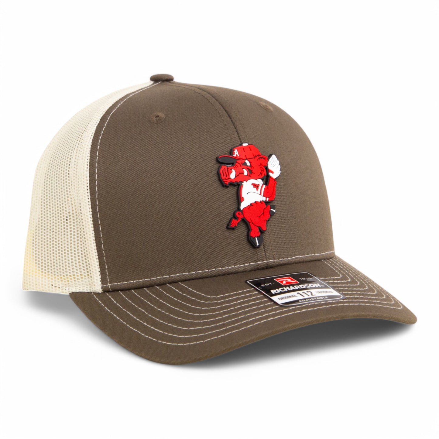 Arkansas Razorbacks Pitching Ribby 3D Snapback Trucker Hat- Chocolate Chip/ Birch