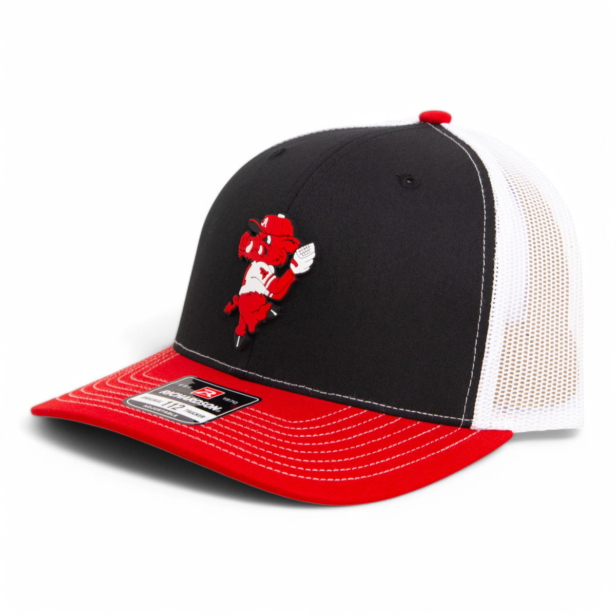Razorbacks Riby Arkansas Razorbacks Pitching Ribby 3D Snapback Trucker Hat- Black ...