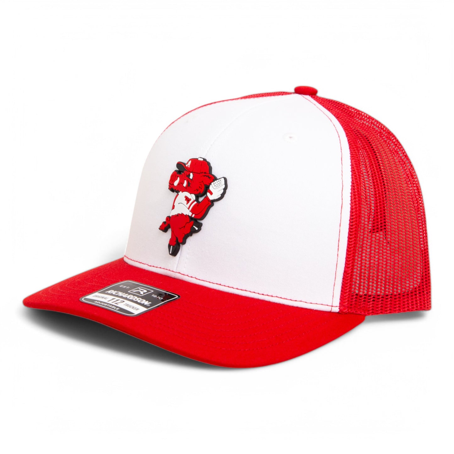 Arkansas Razorbacks Pitching Ribby 3D Snapback Trucker Hat- White/ Red