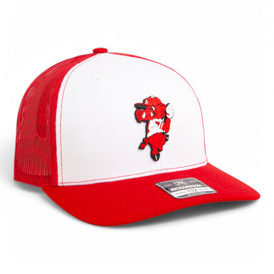 Arkansas Razorbacks Pitching Ribby 3D Snapback Trucker Hat- White/ Red