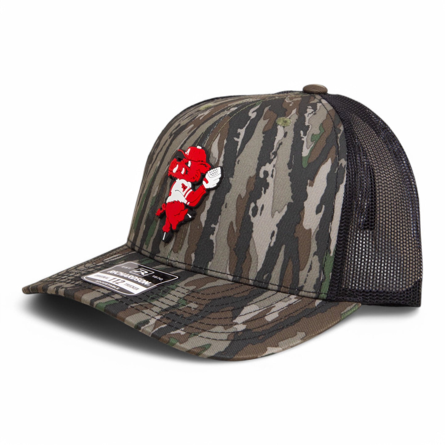 Arkansas Razorbacks Pitching Ribby 3D Snapback Trucker Hat- Realtree Original/ Black