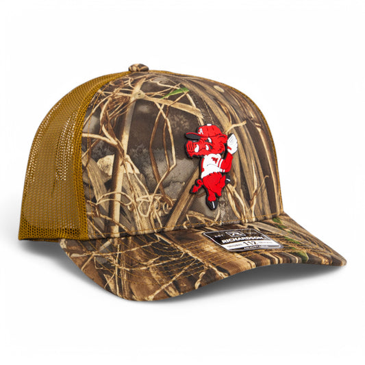 Arkansas Razorbacks Pitching Ribby 3D Snapback Trucker Hat- Realtree Max 7/ Buck