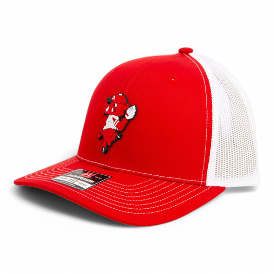 Arkansas Razorbacks Pitching Ribby 3D Snapback Trucker Hat- Red/ White