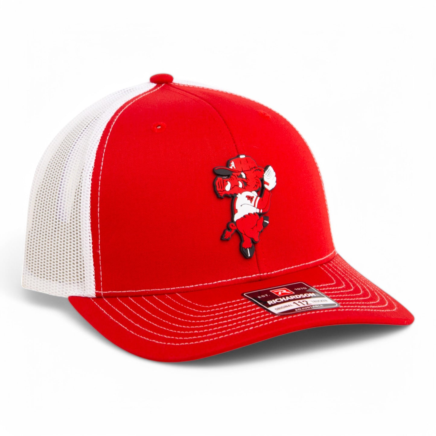 Arkansas Razorbacks Pitching Ribby 3D Snapback Trucker Hat- Red/ White