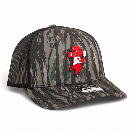 Arkansas Razorbacks Pitching Ribby 3D Snapback Trucker Hat- Realtree Original/ Black