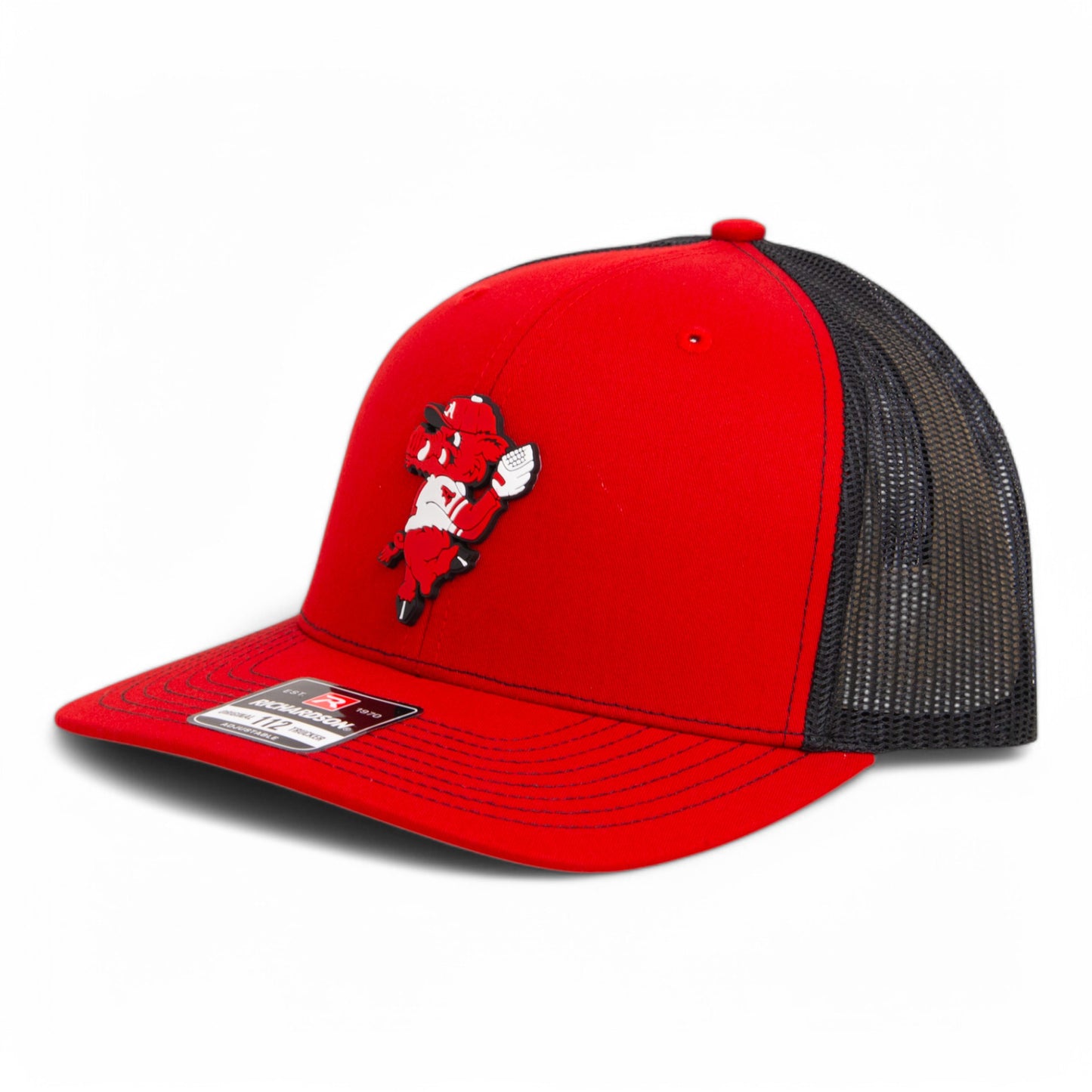 Arkansas Razorbacks Pitching Ribby 3D Snapback Trucker Hat- Red/ Black