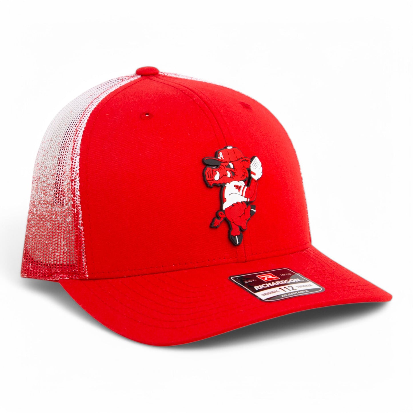 Arkansas Razorbacks Pitching Ribby 3D Snapback Trucker Hat- Red Fade