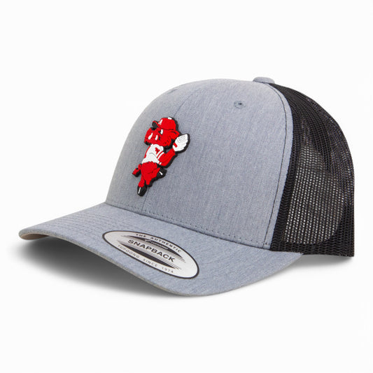 Arkansas Razorbacks Pitching Ribby 3D YP Snapback Trucker Hat- Heather Grey/ Black