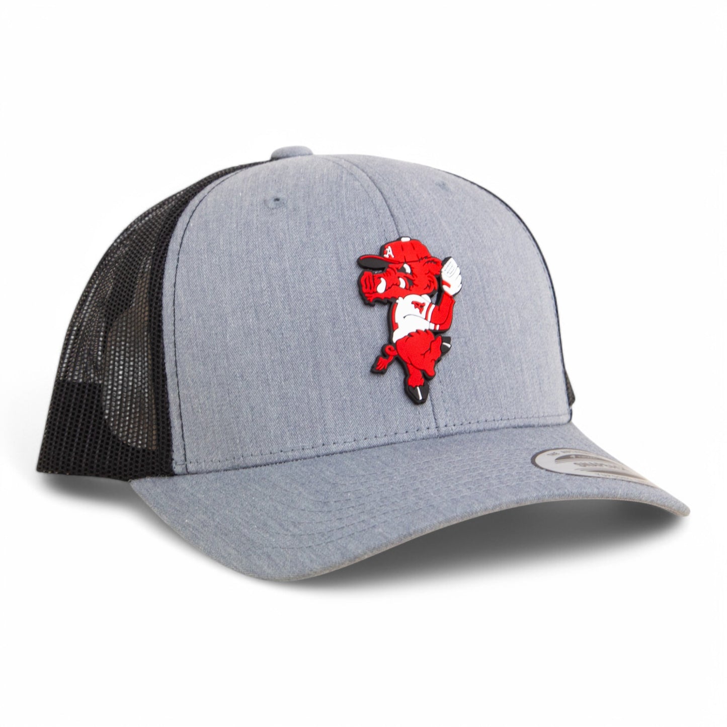 Arkansas Razorbacks Pitching Ribby 3D YP Snapback Trucker Hat- Heather Grey/ Black