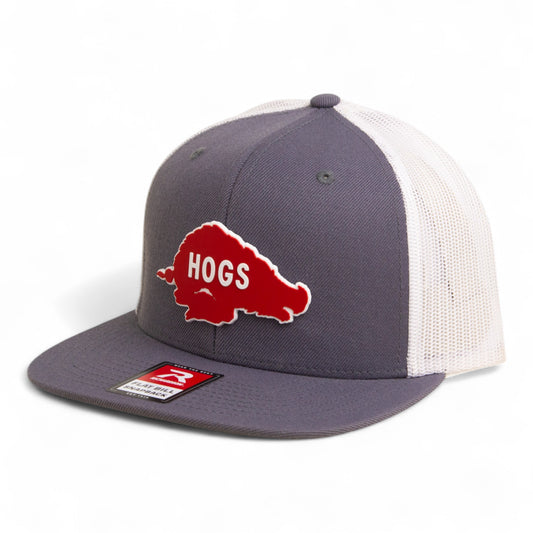 Arkansas Razorbacks Retro HOGS Red 3D Wool Blend Flat Bill Hat- Charcoal/ White