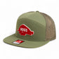 Arkansas Razorbacks Retro HOGS Red 3D Snapback Seven-Panel Flat Bill Trucker Hat- Loden Green