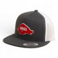 Arkansas Razorbacks Retro HOGS Red 3D YP Snapback Flat Bill Trucker Hat- Charcoal/ White