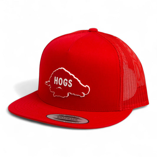 Arkansas Razorbacks Retro HOGS Red 3D YP Snapback Flat Bill Trucker Hat- Red