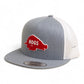 Arkansas Razorbacks Retro HOGS Red 3D YP Snapback Flat Bill Trucker Hat- Heather Grey/ White