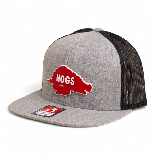 Arkansas Razorbacks Retro HOGS Red 3D Wool Blend Flat Bill Hat- Heather Grey/ Black