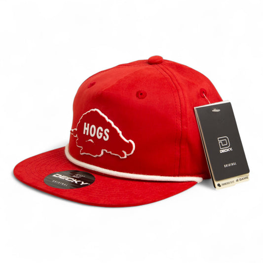Arkansas Razorbacks Retro HOGS Red 3D Classic Rope Hat- Red/ White