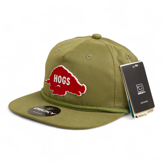 Arkansas Razorbacks Retro HOGS Red 3D Classic Rope Hat- Loden