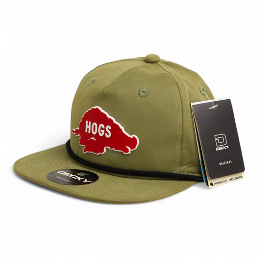 Arkansas Razorbacks Retro HOGS Red 3D Classic Rope Hat- Loden/ Black