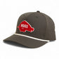 Arkansas Razorbacks Retro HOGS Red 3D Five Panel Classic Rope Hat- Dark Olive Green/ White