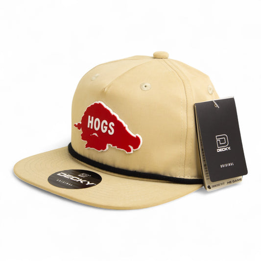 Arkansas Razorbacks Retro HOGS Red 3D Classic Rope Hat- Birch/ Black