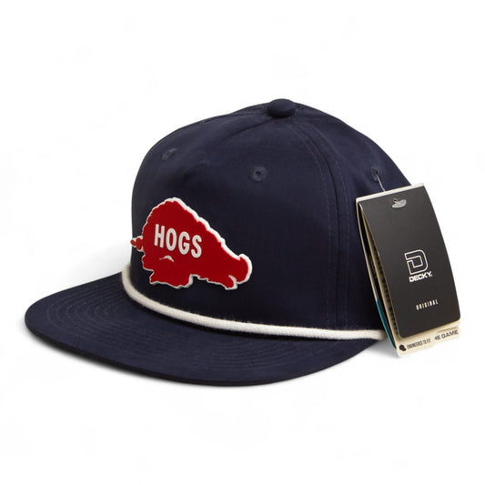 Arkansas Razorbacks Retro HOGS Red 3D Classic Rope Hat- Navy/ White