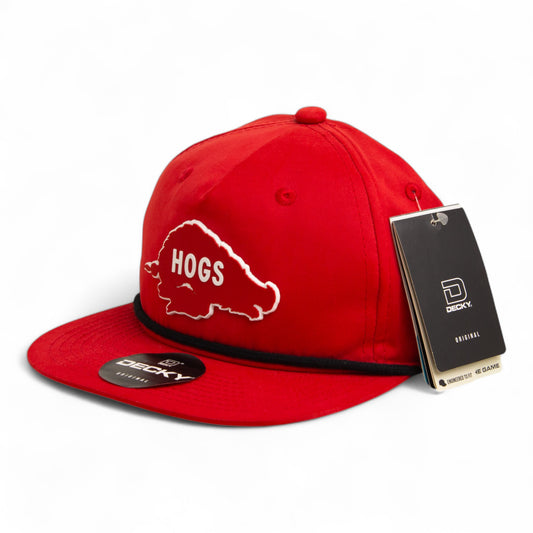 Arkansas Razorbacks Retro HOGS Red 3D Classic Rope Hat- Red/ Black